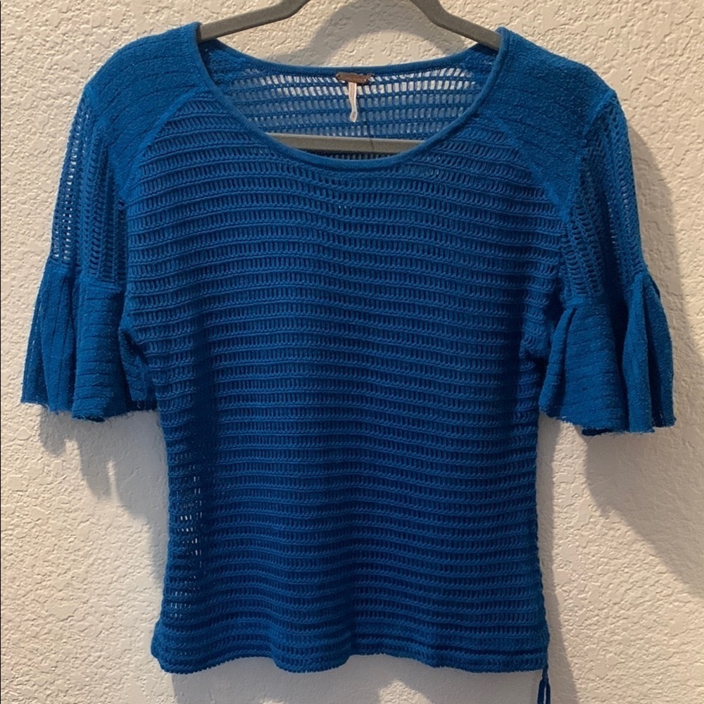 Free People Blue Knit Women's Top - Picture 3 of 8